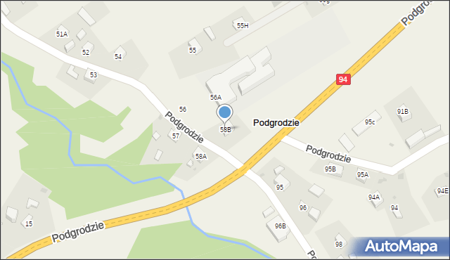 Podgrodzie, Podgrodzie, 58B, mapa Podgrodzie