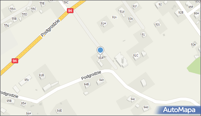 Podgrodzie, Podgrodzie, 91A, mapa Podgrodzie