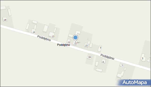 Podkiejsze, Poddębno, 11, mapa Podkiejsze