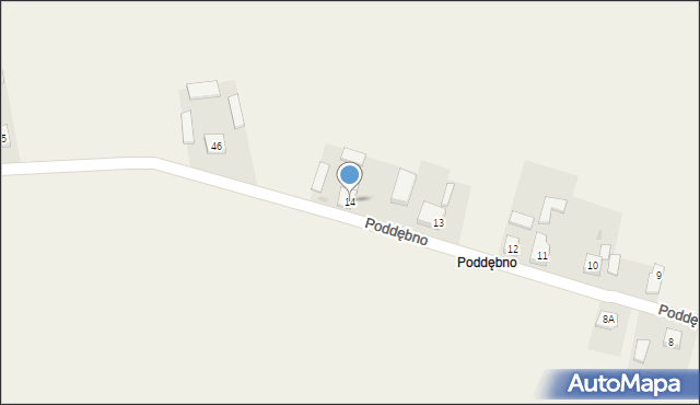 Podkiejsze, Poddębno, 14, mapa Podkiejsze