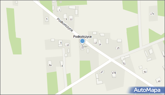 Podkończyce, Podkończyce, 12, mapa Podkończyce