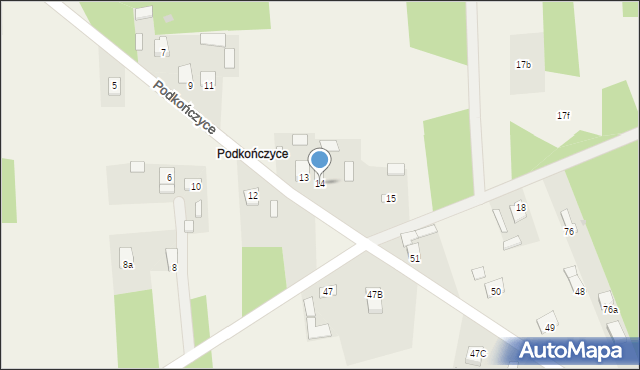 Podkończyce, Podkończyce, 14, mapa Podkończyce