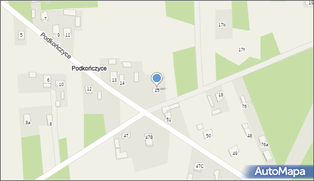 Podkończyce, Podkończyce, 15, mapa Podkończyce