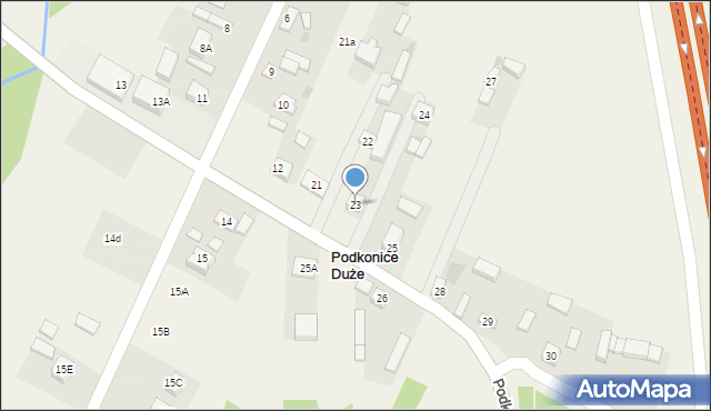 Podkonice Duże, Podkonice Duże, 23, mapa Podkonice Duże