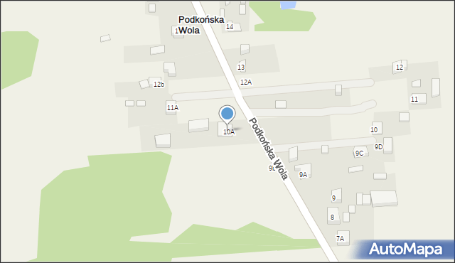Podkońska Wola, Podkońska Wola, 10A, mapa Podkońska Wola