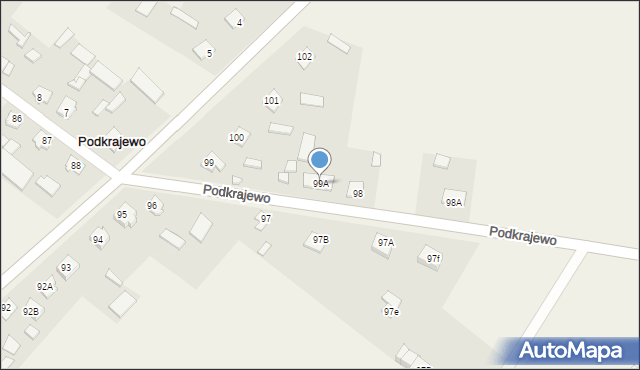 Podkrajewo, Podkrajewo, 99A, mapa Podkrajewo