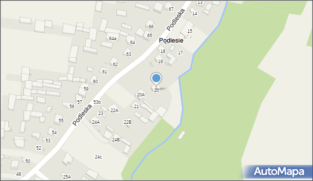 Podlesie, Podleska, 20, mapa Podlesie