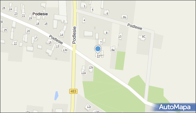 Podlesie, Podlesie, 12, mapa Podlesie