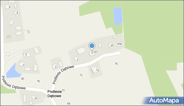 Podlesie Dębowe, Podlesie Dębowe, 1, mapa Podlesie Dębowe