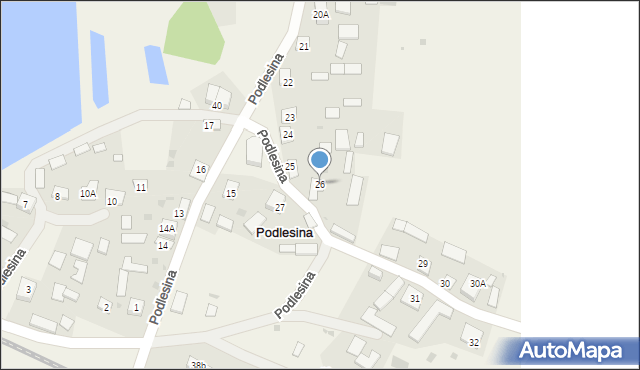 Podlesina, Podlesina, 26, mapa Podlesina