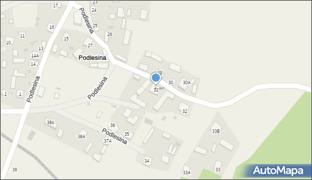 Podlesina, Podlesina, 31, mapa Podlesina