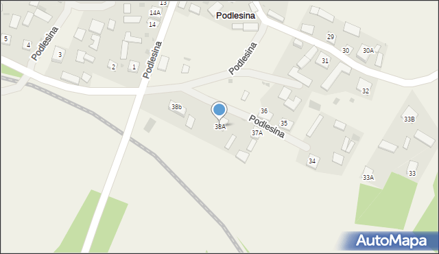 Podlesina, Podlesina, 38A, mapa Podlesina