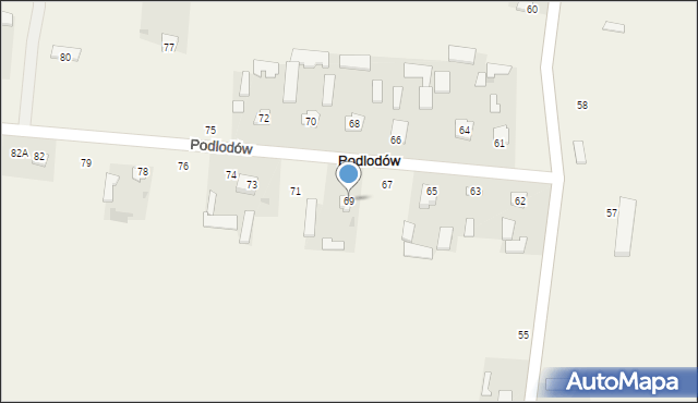 Podlodów, Podlodów, 69, mapa Podlodów