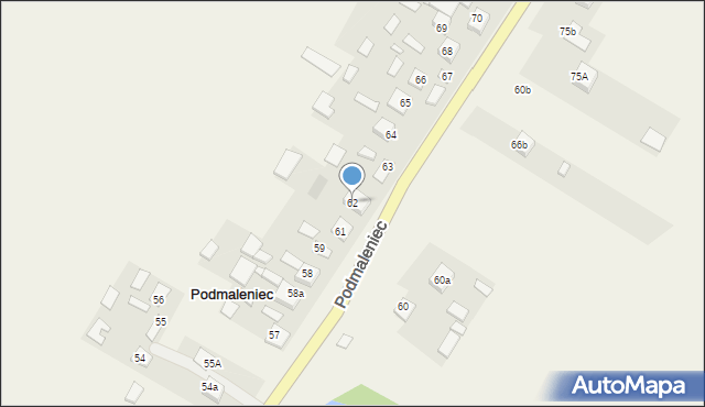 Podmaleniec, Podmaleniec, 62, mapa Podmaleniec