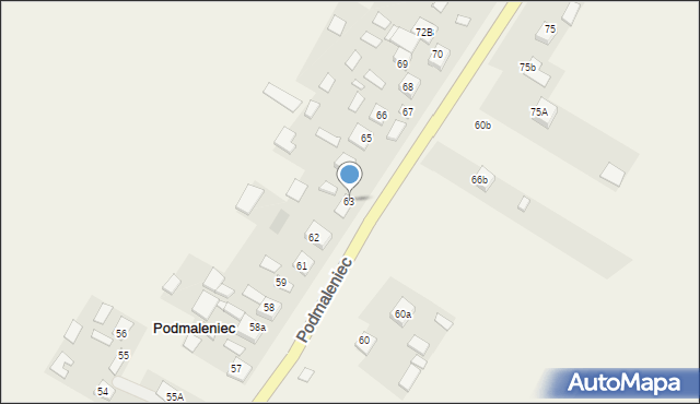 Podmaleniec, Podmaleniec, 63, mapa Podmaleniec