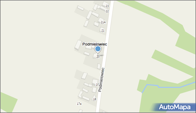 Podmielowiec, Podmielowiec, 20, mapa Podmielowiec