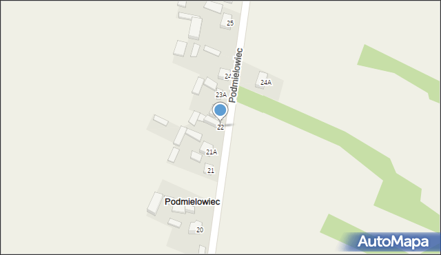 Podmielowiec, Podmielowiec, 22, mapa Podmielowiec