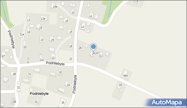 Podniebyle, Podniebyle, 28a, mapa Podniebyle