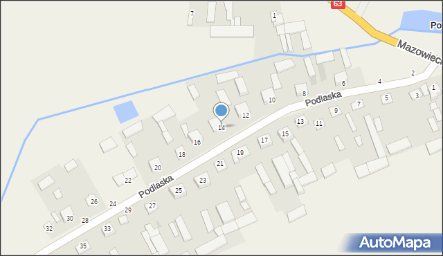 Podnieśno, Podlaska, 14, mapa Podnieśno