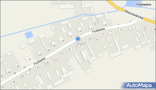 Podnieśno, Podlaska, 17, mapa Podnieśno