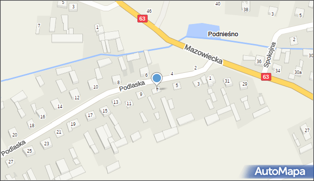 Podnieśno, Podlaska, 7, mapa Podnieśno