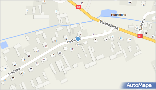 Podnieśno, Podlaska, 9, mapa Podnieśno