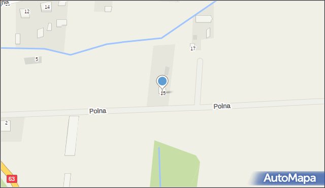 Podnieśno, Polna, 15, mapa Podnieśno