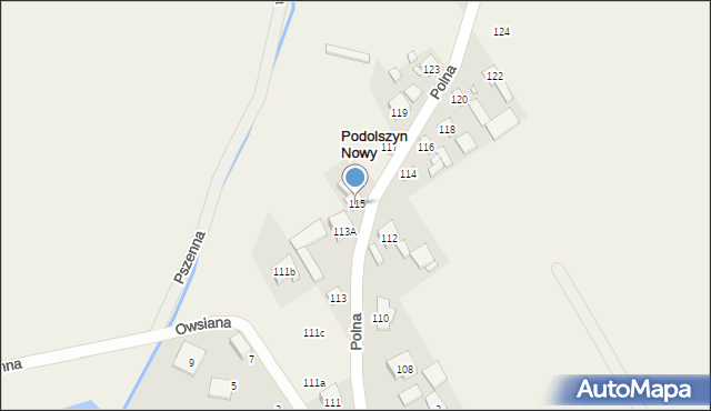 Podolszyn, Polna, 115, mapa Podolszyn