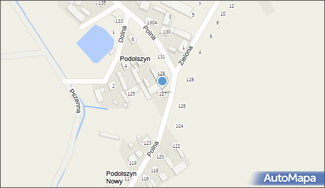 Podolszyn, Polna, 127, mapa Podolszyn