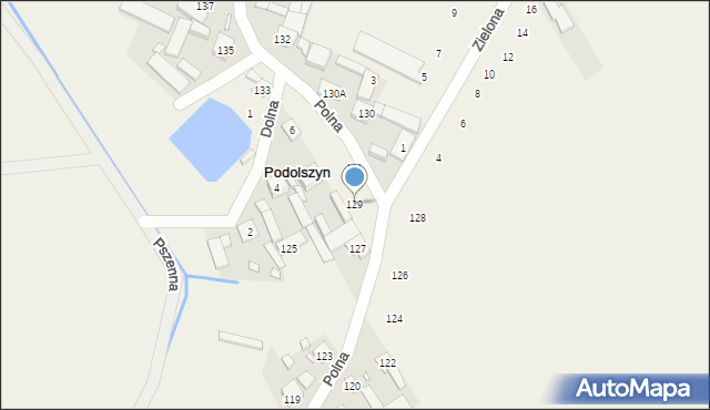 Podolszyn, Polna, 129, mapa Podolszyn