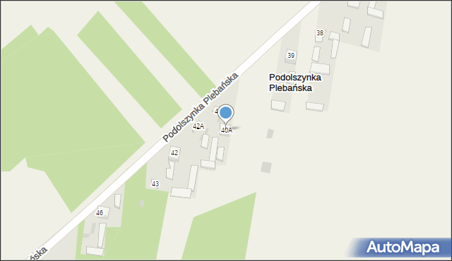 Podolszynka Plebańska, Podolszynka Plebańska, 40A, mapa Podolszynka Plebańska