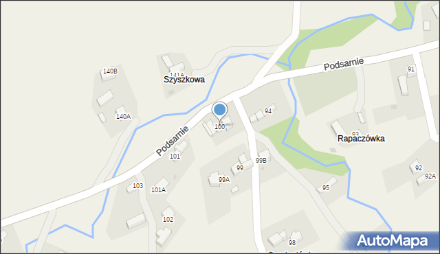 Podsarnie, Podsarnie, 100, mapa Podsarnie