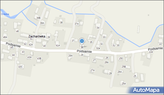 Podsarnie, Podsarnie, 36, mapa Podsarnie