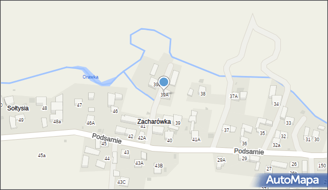 Podsarnie, Podsarnie, 39A, mapa Podsarnie