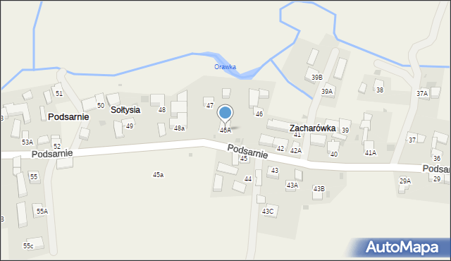 Podsarnie, Podsarnie, 46A, mapa Podsarnie