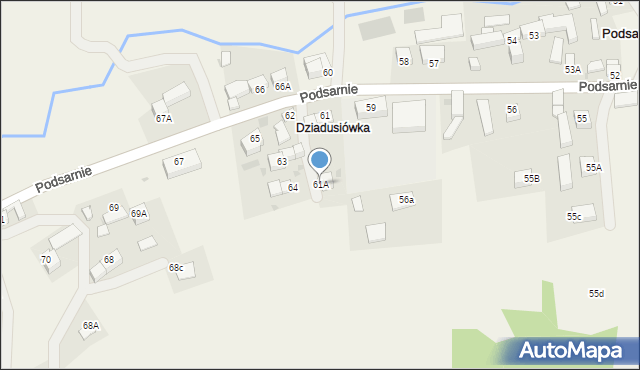 Podsarnie, Podsarnie, 61A, mapa Podsarnie