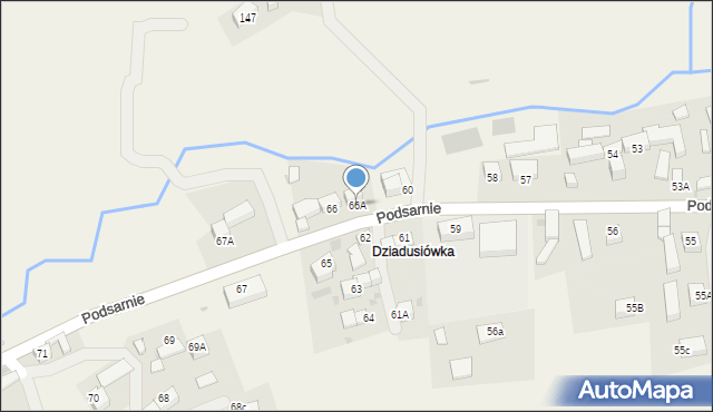 Podsarnie, Podsarnie, 66A, mapa Podsarnie