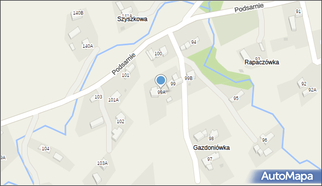 Podsarnie, Podsarnie, 99A, mapa Podsarnie