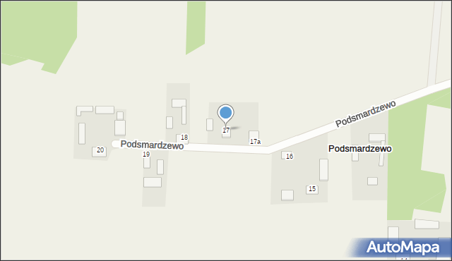 Podsmardzewo, Podsmardzewo, 17, mapa Podsmardzewo