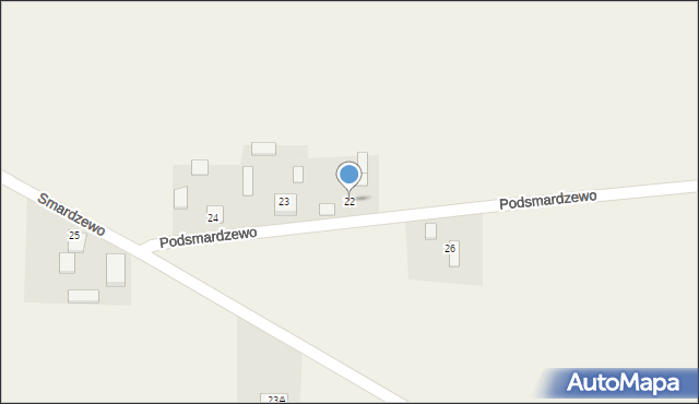 Podsmardzewo, Podsmardzewo, 22, mapa Podsmardzewo