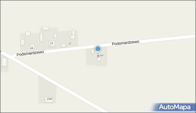 Podsmardzewo, Podsmardzewo, 26, mapa Podsmardzewo