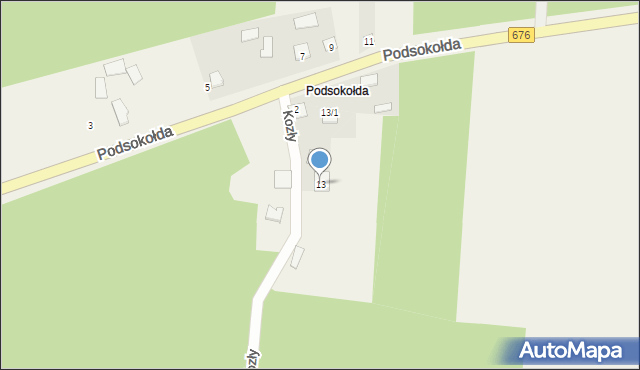 Podsokołda, Podsokołda, 13, mapa Podsokołda