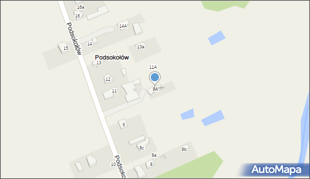 Podsokołów, Podsokołów, 9A, mapa Podsokołów