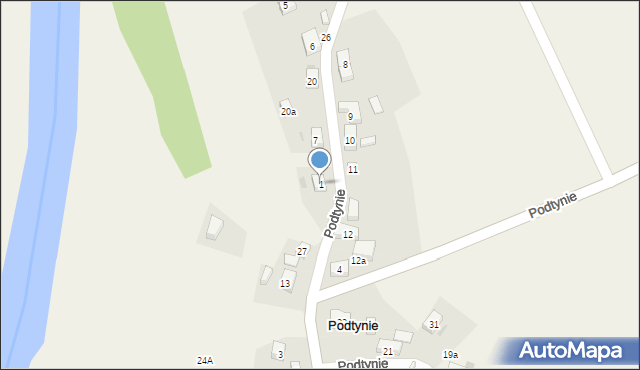 Podtynie, Podtynie, 1, mapa Podtynie