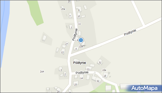 Podtynie, Podtynie, 12a, mapa Podtynie