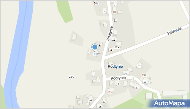 Podtynie, Podtynie, 13, mapa Podtynie