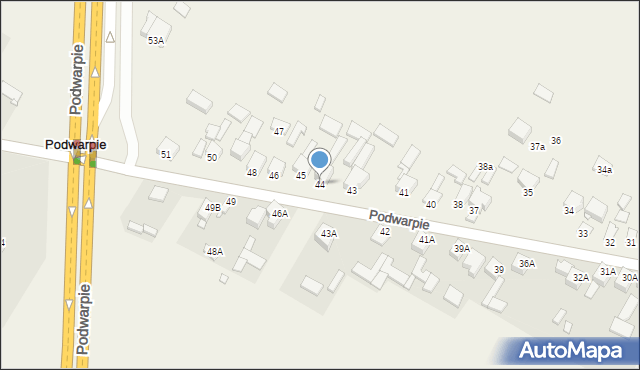 Podwarpie, Podwarpie, 44, mapa Podwarpie