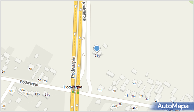 Podwarpie, Podwarpie, 53A, mapa Podwarpie