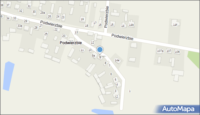 Podwierzbie, Podwierzbie, 9, mapa Podwierzbie
