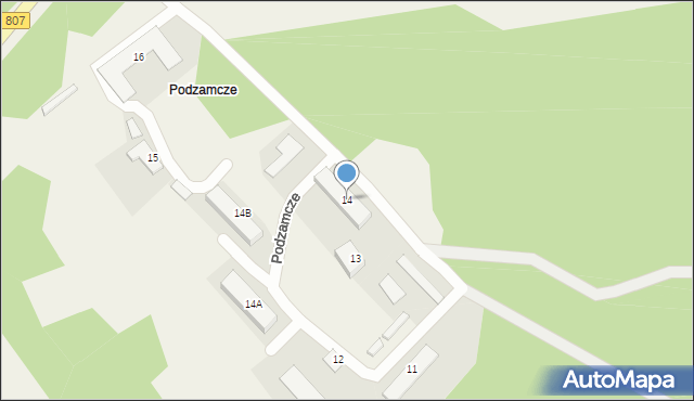 Podzamcze, Podzamcze, 14, mapa Podzamcze